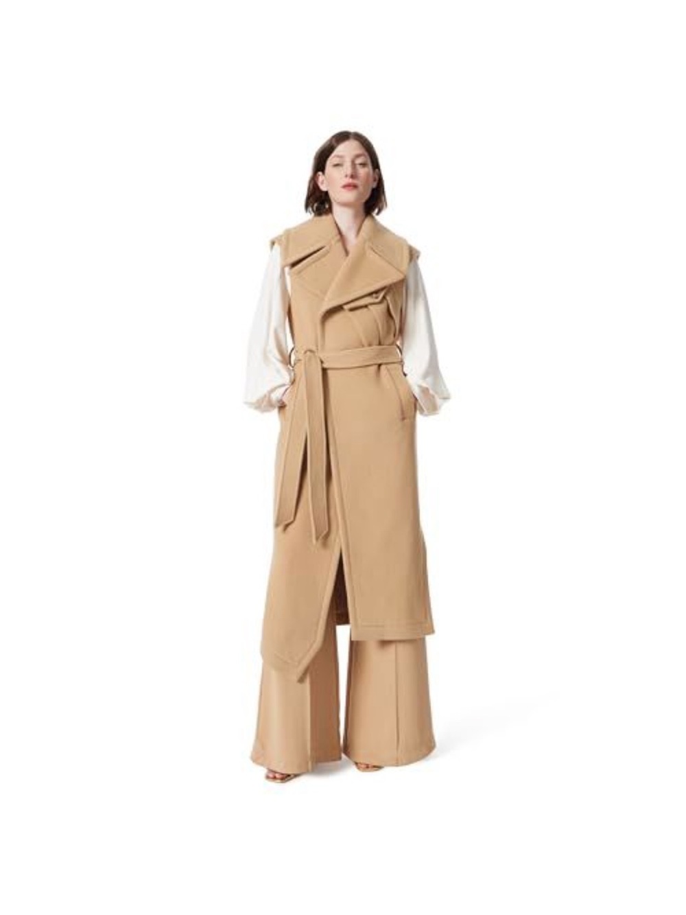 Dee Ocleppo Tan Women’s Sleeveless Trench Size XS NWT Sydney Wrap Vest Belted